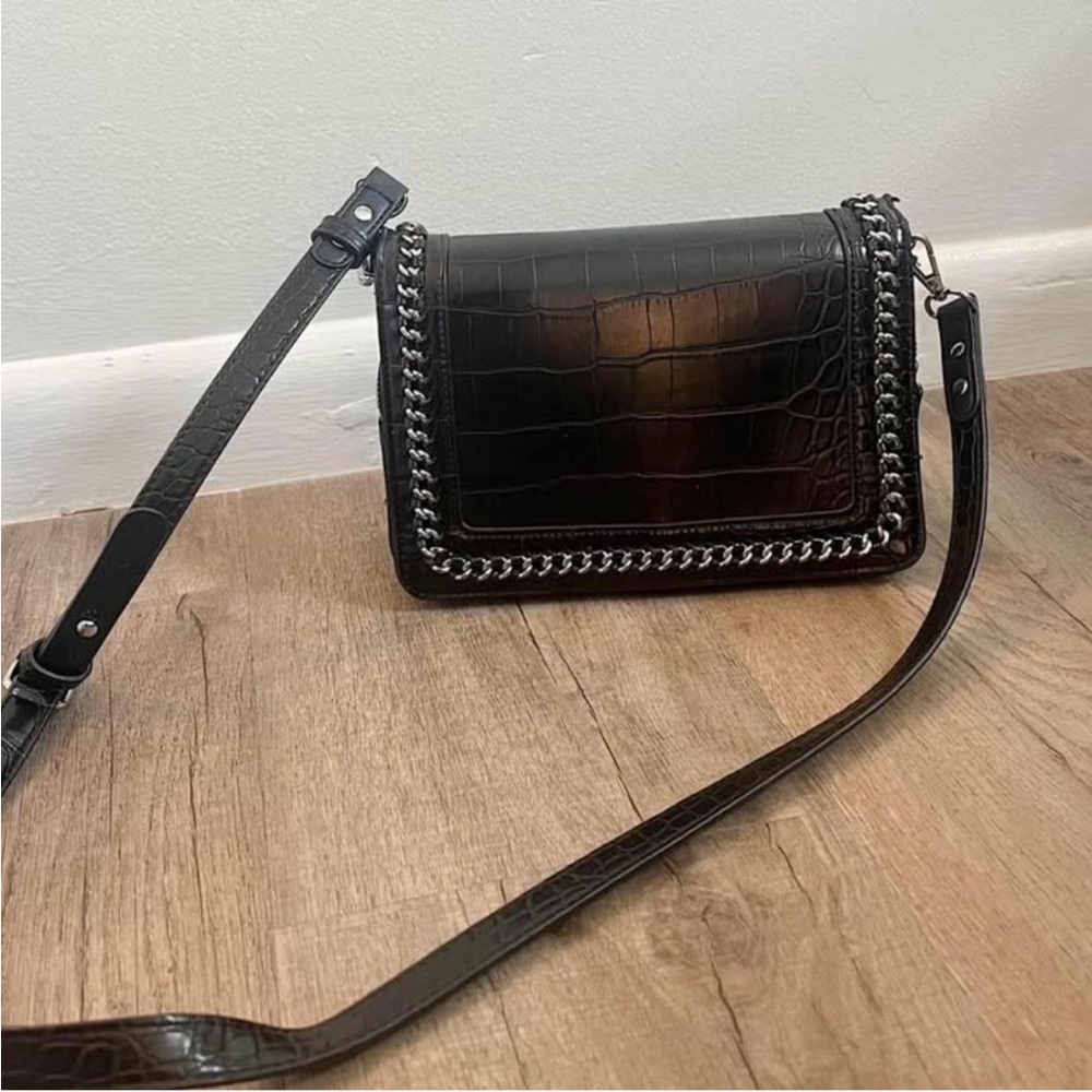 Black Chain-Trimmed Women's Bag